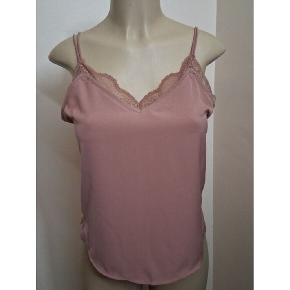 Abercrombie & Fitch Y2K 99s Satin Cami Top Mauve Pink XS Lace Trim